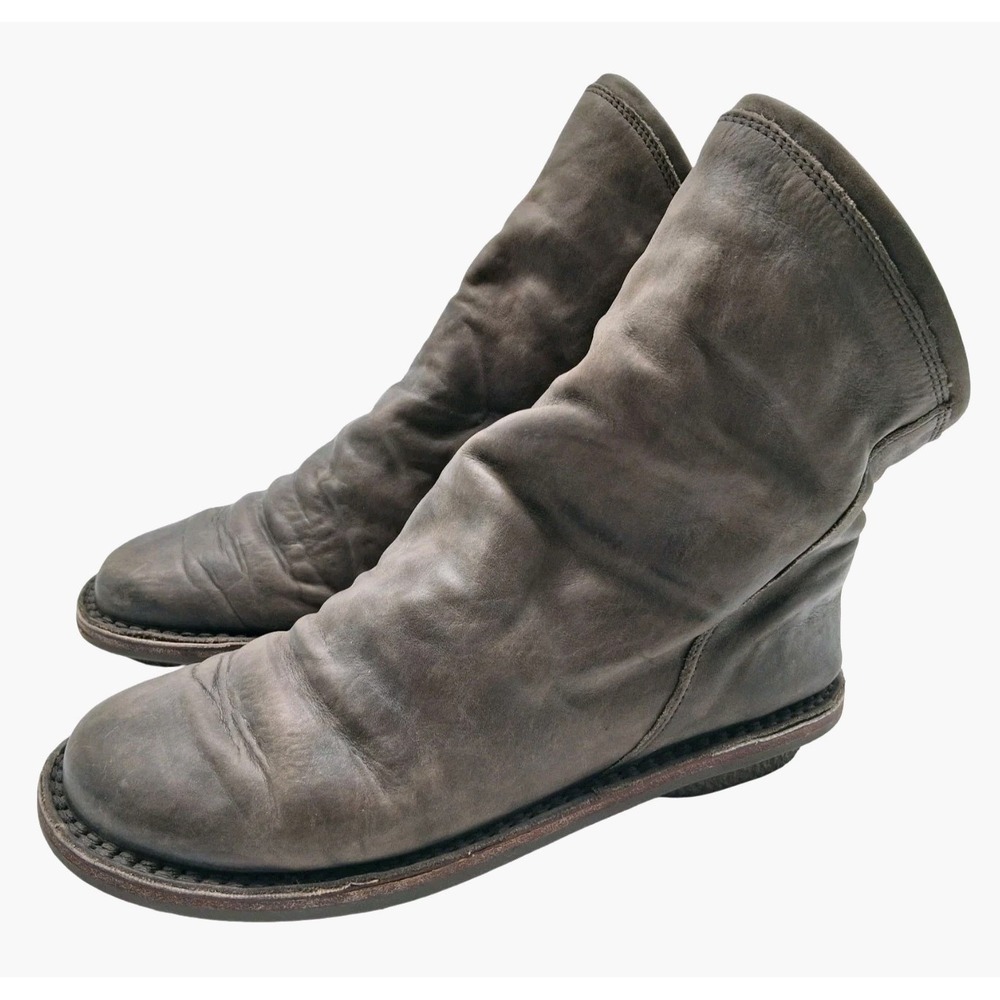 Trippen Boots Womens Size 9 Brown Leather Wedge Ankle Pull On Casual Booties